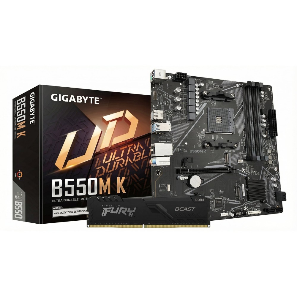Πακέτο AM4 Μνήμης και μητρικής | GIGABYTE B550M K | KINGSTON 16GB 3200 FURY Beast Black