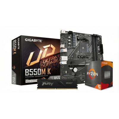 Πακέτο AM4 Επεξεργαστή, Μνήμης και μητρικής | AMD Ryzen 5 5600GT | GIGABYTE B550M K | KINGSTON 16GB 3200 FURY Beast