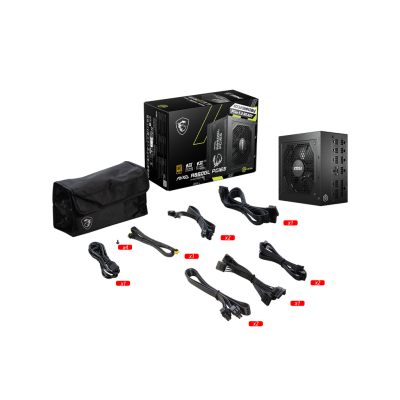 MSI  850W MAG A850GL PCIE5, 80+ GOLD CERTIFIED, FULL MODULAR CABLES, FLUID DYNAMIC BEARING