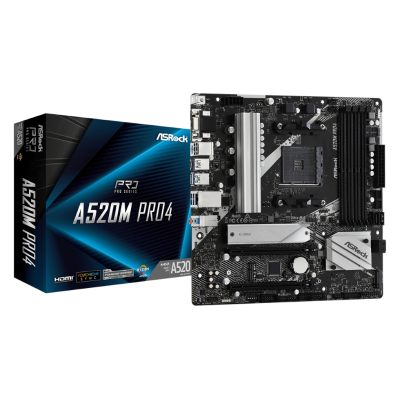 ASROCK  A520M PRO4, AMD AM4, AMD A520, DDR4, Micro ATX