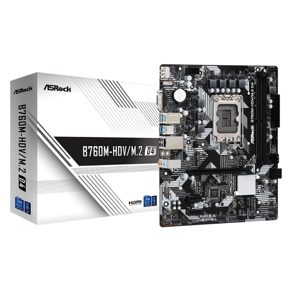 ASROCK  B760M-HDV/M.2. D4, INTEL LGA1700, INTEL B760, DDR4, Micro ATX