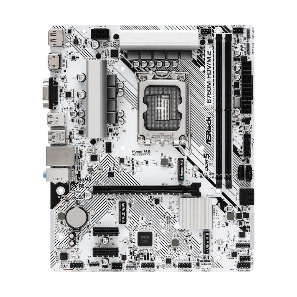 ASROCK  B760M-HDV/M.2., INTEL LGA1700, INTEL B760, DDR5, Micro ATX