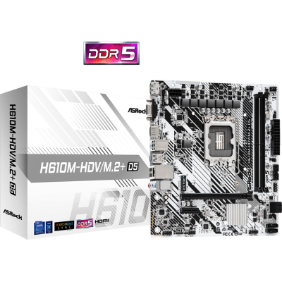 ASROCK  H610M-HDV/M.2+ D5, INTEL LGA1700, INTEL H610, Micro ATX