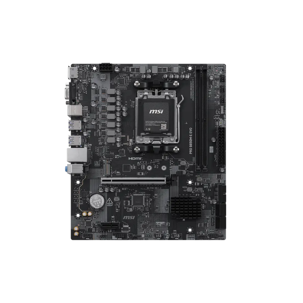MSI B850M-E EVO, AM5 B850, 2 DIMM SOCKETS DDR5, HDMI/ VGA, PCI-E GEN 5.0, 2.5G LAN, MICRO-ATX
