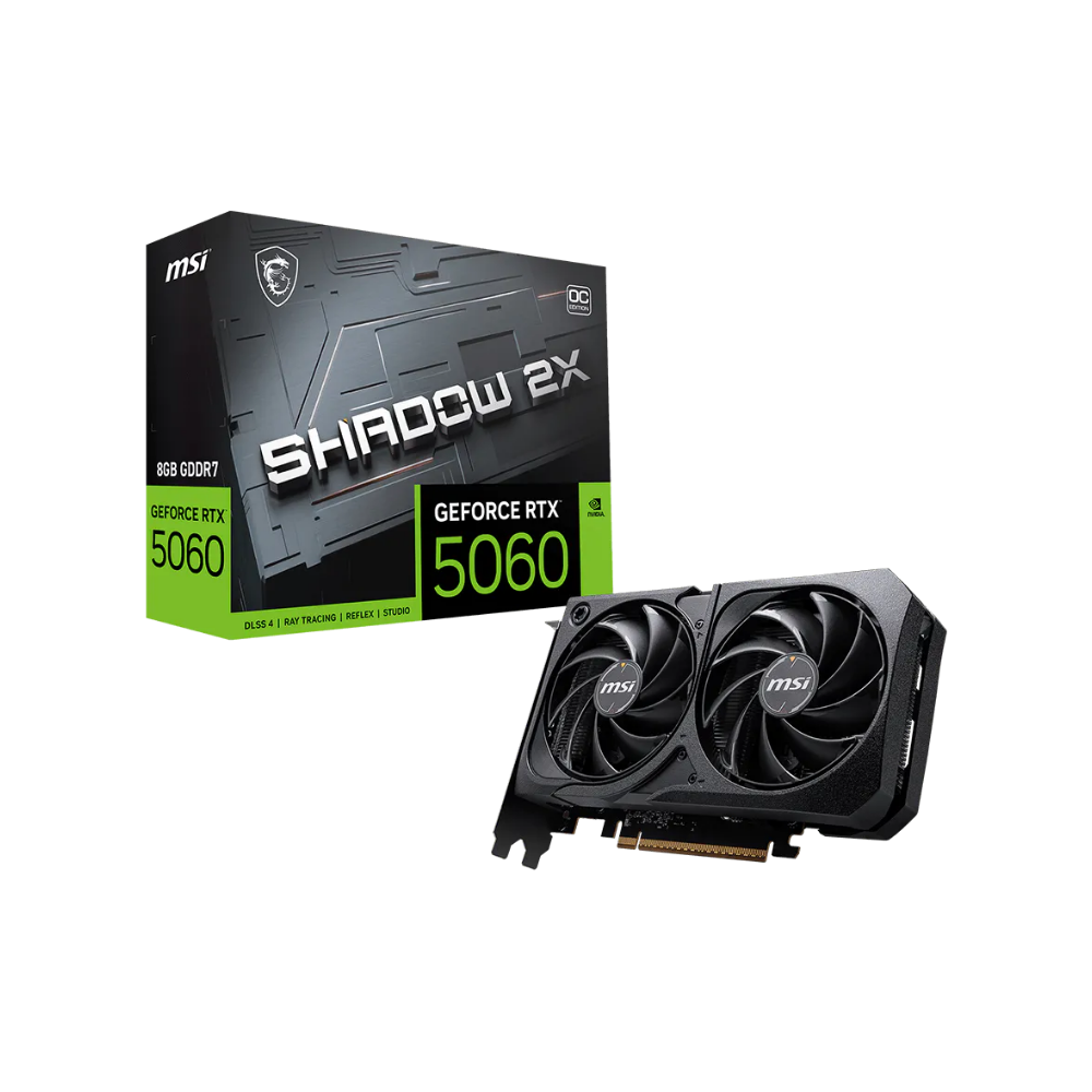 MSI VGA PCI-E NVIDIA GF RTX 5060 8G SHADOW 2X OC MAX, 8GB/128BIT, GDDR7, DUAL FAN