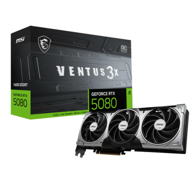 MSI VGA PCI-E NVIDIA GF RTX 5080 16G VENTUS 3X OC, 16GB/256BIT, GDDR7, TRIPLE FAN