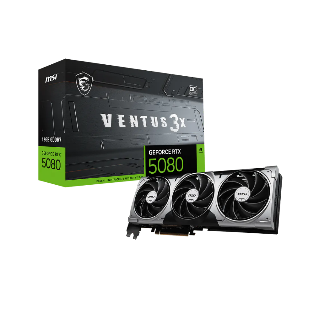MSI VGA PCI-E NVIDIA GF RTX 5080 16G VENTUS 3X OC, 16GB/256BIT, GDDR7, TRIPLE FAN